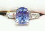 Platinum 1.26ct Genuine Natural Tanzanite Ring with Baguette Diamonds (#J2645)