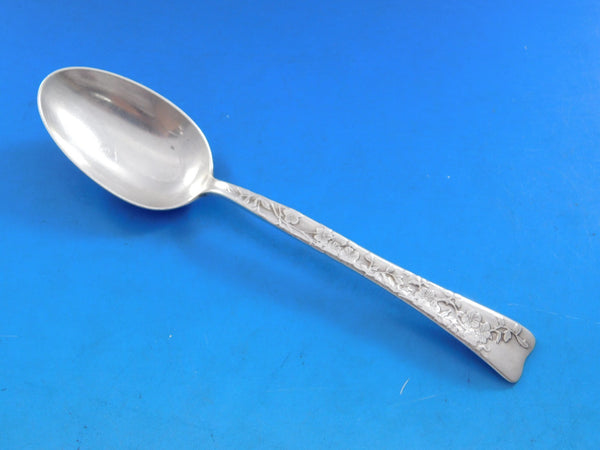 Lap Over Edge Acid Etched Tiffany Sterling Silver Teaspoon Marigold Flowers 6"