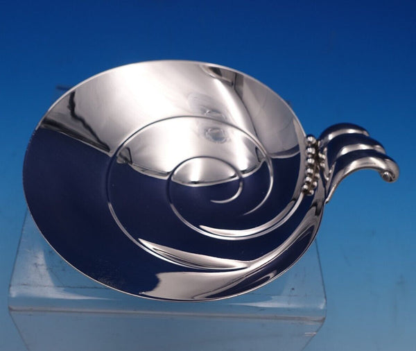 Tiffany and Co Sterling Silver Serving Dish Modern Swirl Bead Design Feet #7758
