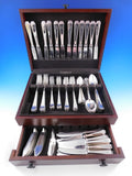 German 800 Silver Flatware Set Service 98 pieces O monogram Pyramid Design