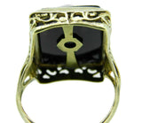 14k White Gold Filigree Genuine Natural Hard Stone Agate Cameo Ring (#J4694)