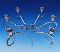 Sciarrotta Sterling Silver Candlestick Pair 3-Light All Sterling Handmade #7952