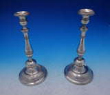 Portuguese .800-.850 Silver Candlestick Pair with Bands Handwrought (#3815)