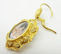 14k Gold Hand Painted Portrait Earrings with Genuine Natural Diamonds (#J3440)