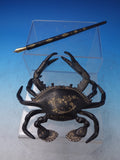Cast Metal Inkwell Set 3pc Crab Shaped Painted Black with Embossed Gold  (#7246)
