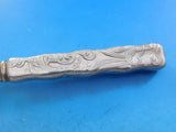 Lap Over Edge Acid Etched by Tiffany Sterling Dessert Knife HH SP w/ Seaweed