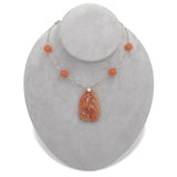 14k Yellow Gold Chinese Export Carved Art Deco Genuine Carnelian Pendant #J7097