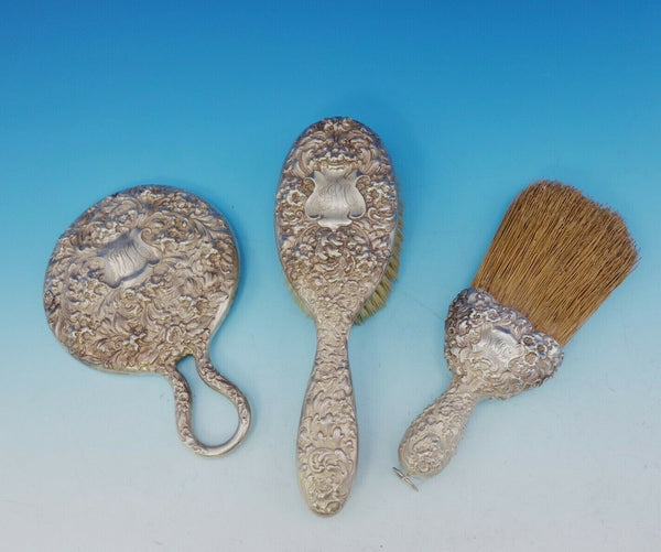 Fleury by Gorham Sterling Silver Dresser Set 3pc Floral #1410M/01M/15M (#3572)