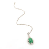 Platinum 9.55 Carat GIA Jadeite A Jade Pendant w/Diamond Platinum Chain (#J6512)