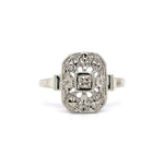 14k Vintage Genuine Natural Diamond Ring Pierced Chased (#J5561)
