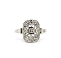 14k Vintage Genuine Natural Diamond Ring Pierced Chased (#J5561)