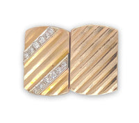 Pair of 14k Yellow Gold Rectangular Men's Cufflinks with Diamonds (#J6871)