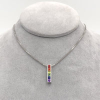 14k Gold Princess Cut Genuine Natural Rainbow Sapphire Pendant w/ Chain (#J6679)