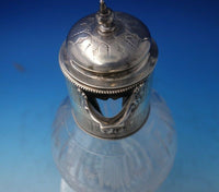 JK TH and GW English Sterling Silver Decanter with Cut Crystal Bearded Man #5858