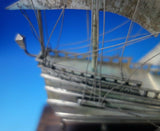 Danish .833 Silver Sculpture Ship with Three Masts Sails Wire Wood Base (#5402)