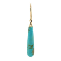 14k Yellow Gold Pair of Genuine Tyrone Turquoise Briolette Drop Earrings #J6705