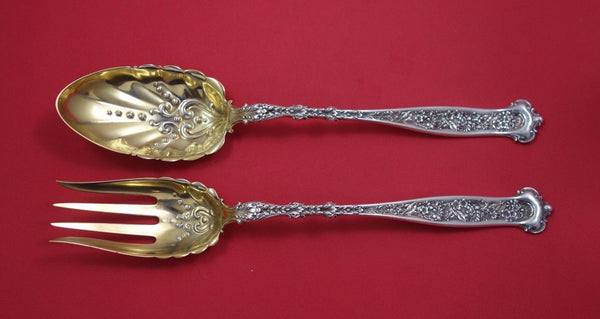 Dresden by Whiting Sterling Silver Salad Serving Set 2pc GW Embossed Fancy 12"