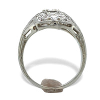18k White Gold .44ct TW Genuine Natural Diamond Filigree Ring Size 3.75 (#J7266)