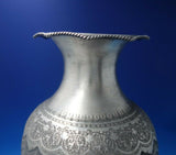 Middle Eastern Persian .84 Silver Vase Hand Chased Engraved Flowers Birds #6296