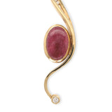 14k Harry Roa Large Modernist Tie Tack Pin w/Diamonds Cabochon Gemstone (#J7365)