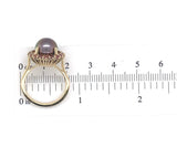 14k White Gold 9.5mm Black Tahitian Pearl and Raspberry Sapphire Ring (#J7019)