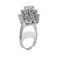 14k White Gold 1.12ct TW Genuine Natural Diamond Cocktail Ring Size 6 (#J7168)