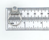 14k White Gold Rainbow Genuine Natural Moonstone Teal Sapphire Ring (#J6261)