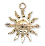 Starburst 10k Gold Pin Pendant w/Seed Pearls Diamonds and Foldable Bail (#J6695)