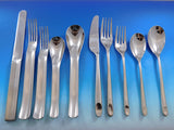 Designer Mixed Stainless Steel Flatware Set #4 Service 62 Pieces Modern Unused