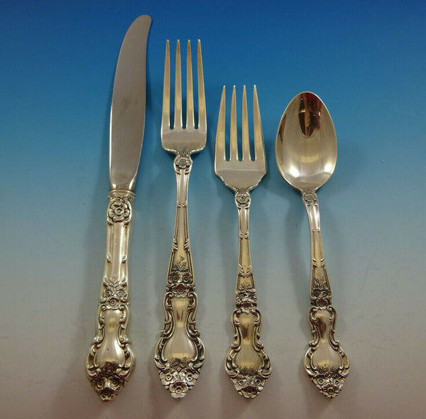 Meadow Rose by Wallace Sterling Silver Flatware Set Service 25 Pieces
