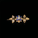 10k Victorian Mine Cut Genuine Natural Diamond Flower Pin (#J5514)