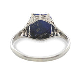 10k White Gold Genuine Natural Lapis Filigree Ring Size 7 Jewelry (#J7368)