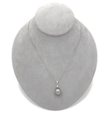 14k White Gold 12.5mm Black Tahitian Pearl Pendant Peacock Color (#J7029)