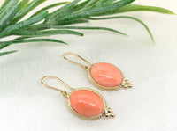 14k Yellow Gold Natural Coral Drop Earrings 11.26ct Total Weight (#J7292)