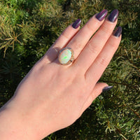 14k Rose Gold Handwrought Ring with a Large 6.05 Carat Australian Opal (#J6577)
