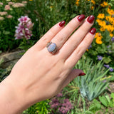 14k Rose Gold Retro Genuine Natural Black Opal Ring Handwrought Size 7 (#J6932)