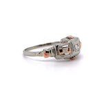 18k White and Rose Gold Vintage Genuine Natural Diamond Ring (#J5609)