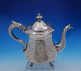 Gelston Treadwell Coin Silver Tea Pot Bright-Cut w/ Japanesque Motifs (#3929)