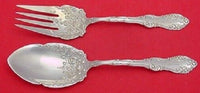 Old English by Towle Sterling Silver Salad Serving Set Fancy Flowers in Bowl 2pc