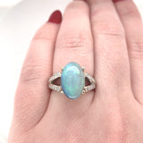 18k White Gold GIA 4.39ct Genuine Natural Black Opal and Diamond Ring (#J6155)