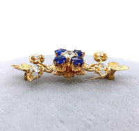 10k Victorian Mine Cut Genuine Natural Diamond Flower Pin (#J5514)