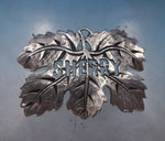 Sterling Silver Liquor Label "Sherry" Cast Leaf 2" x 1 1/2" (No Chain) #6861