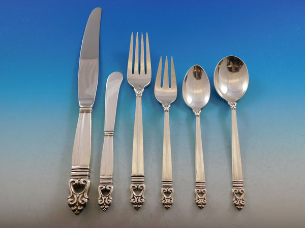 Royal Danish by International Sterling Silver Flatware Set for 24 Dinner 164 pcs