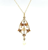 14k Yellow Gold Freshwater River Pearls Lavaliere Pendant (#J5462)