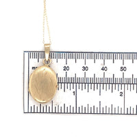 14k Yellow Gold Italian Oval Locket with Engraved Design and 14k Chain (#J6522)