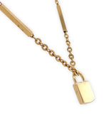 18k Gold Padlock Pendant on 18k Yellow Gold Bar Chain 16.5" Jewelry (#J7547)