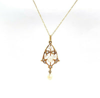 14k Yellow Gold Freshwater River Pearls Lavaliere Pendant (#J5462)