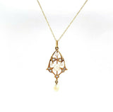 14k Yellow Gold Freshwater River Pearls Lavaliere Pendant (#J5462)