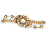Victorian 12k Gold Mother of Pearl and Seed Pearl Flower Pin Brooch (#J6691)