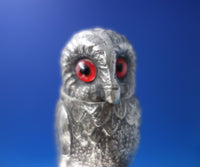 Silverplate Double Inkwell with Owls Glass Eyes 6 1/4" x 4 3/4" c.1910 (#5749)
